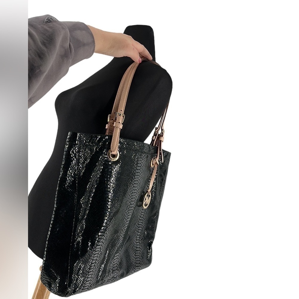 Michael Kors Black Python Effect Patent Leather N… - image 5